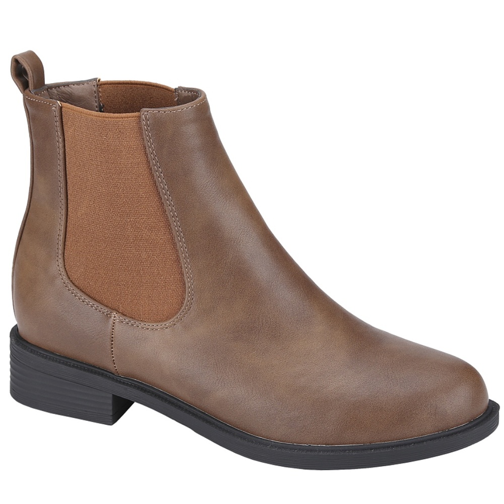 New Taupe Chelsea Elastic Ankle Boots Booties - Picture 2 of 3